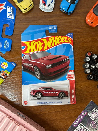 18 Dodge Challenger SRT Demon Red Edition Hot Wheels